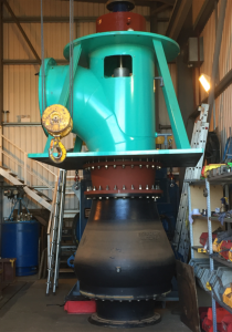 Vertical Turbine Pump being prepped for test